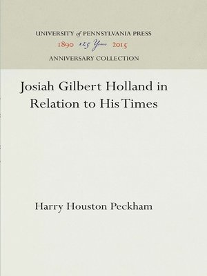 cover image of Josiah Gilbert Holland in Relation to His Times